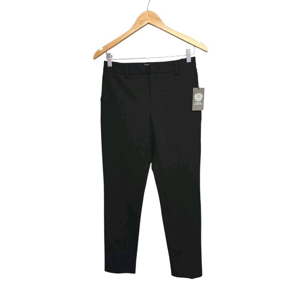 Vince Camuto Womens 0 Black Slim Leg Tech Ponte Ankle Pants Trousers Office Wear